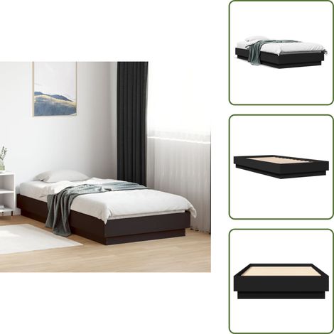 The Living Store Bettgestell Schwarz 75x190 cm Holzwerkstoff - Bettestel - Doppelbett - Holzbettrahmen - Massivholzbette - Schwarzes Bett (1/5)