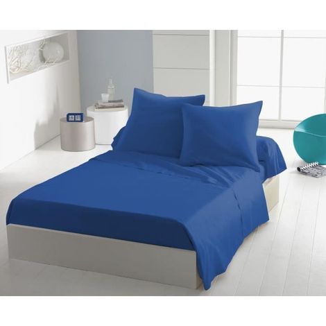 Drap plat - HOME LINGE PASSION - 240 x 300 cm - Bleu (1/2)