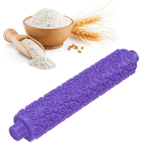 Rouleau à pâtisserie en plastique pour décorer gâteaux et pâtisseries - Manche court violet (1/5)