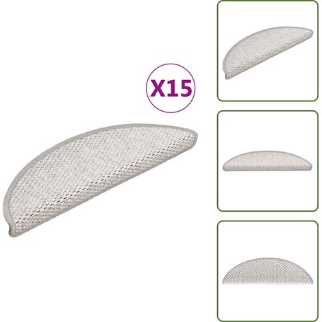 The Living Store Tapis d'escalier autocollants aspect sisal 15 pcs 56x17x3 cm - Tapis D'escalier - Tapis Marche - Tapis Antidérapant - Décoration Escalier - Protection Escalier
