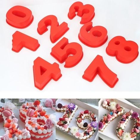 4 Acrylique Nombre Moule à gâteau cuisson gâteaux chiffres 0–9 Moules pour anniversaire anniversaire de mariage 10cm de hauteur (1/4)