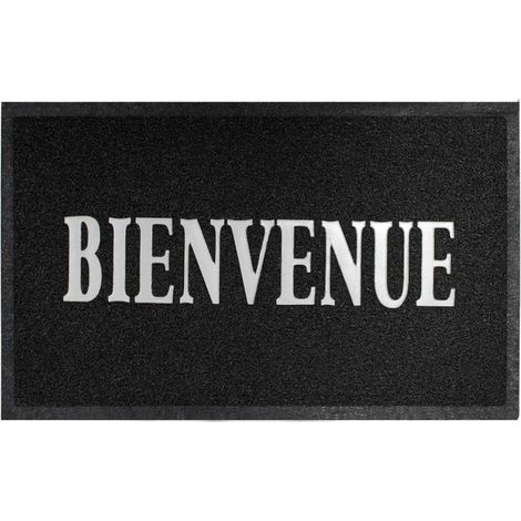 Tapis d'Entrée "Maison" 45x75cm Noir & Gris (1/3)
