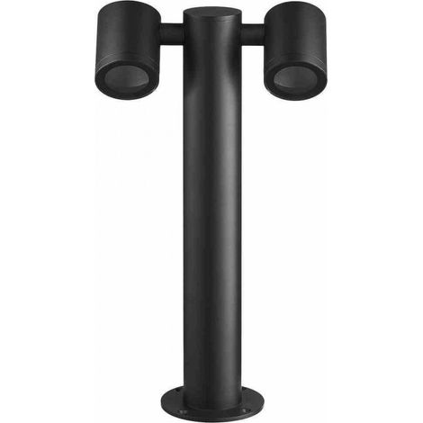 Poteau De Jardin - 2x Douille GU10 - IP44 - Pour Éclairage Extérieur - Noir - Aluminium Et Plastique - 254 x 120 x 450 mm (1/2)