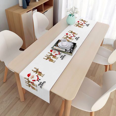 Drape De Table De Noël - Tissu Décoratif Pour Table À Manger Et Café - Nappe Festive Avec Motifs De Noël - 150 X 33 Cm