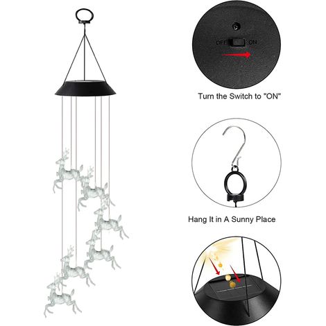 Carillons éoliens solaires pour la décoration de jardin en extérieur, cadeaux de décoration lumineuse solaire pour l'extérieur, carillons éoliens décoratifs-AquaForge (1/3)