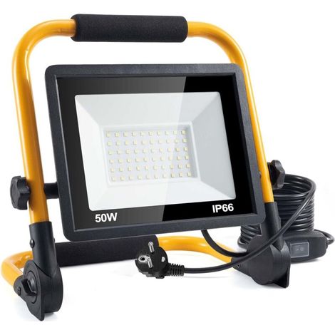 50W Projecteur LED, 5000LM Super Brillant Projecteur LED Extérieur IP66 Etanche, Éclairage de Sécurité Extérieur pour Terrains, Rechercher, Terrace [Classe énergétique E]-DOU