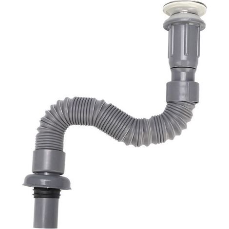 Tbest Siphon Flexible Universel pour Lavabo - Évacuation Rapide (1/4)