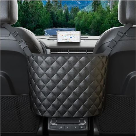 Sac Rangement Entre Sièges Voiture, Sac Rangement Siege Voiture Pochette Maille, Multipurpose Cuir Rangements Sac Siege Portefeuilles, Organisateur Rangement Siege Voiture Boire Téléphone (1/5)