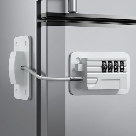 Serrure de réfrigérateur - Serrure à combinaison améliorée pour congélateur vertical, sécurité enfant pour armoires, blanc (1/5)
