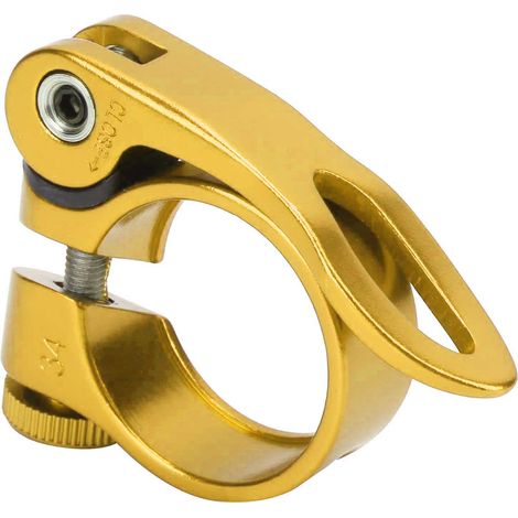 Schnellspann-Sattelklemme aus Aluminiumlegierung für Rennräder und Mountainbikes, kompatibel mit XT-C68 31,8 mm (Gold) (1/5)
