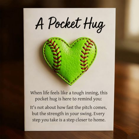 Pocket Hug - Heart-Shaped Baseball-Themed Encouragement Card - Christmas Stocking Stuffer - For Sports Enthusiasts - 1 Piece (1/4)
