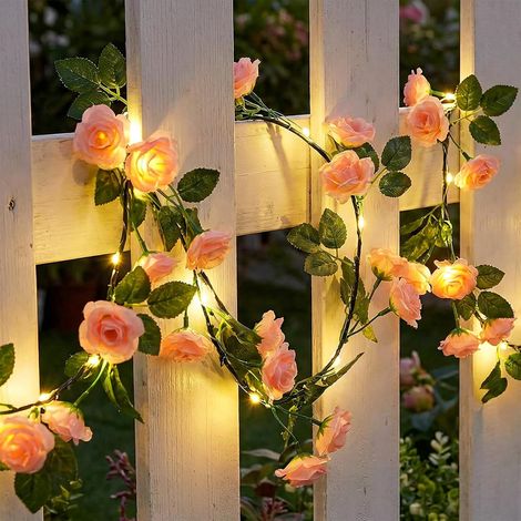 Guirlande Lumineuse Roses, 1.8M 40 LED Guirlandes Lumineuses de Fleurs Artificielles à Piles, Guirlande Roses pour Jardin Mariage Chambre à coucher Saint-Valentin Décoration de Noël (1/5)