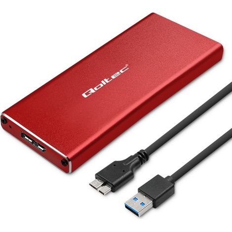 Case in alluminio Qoltec Alloggiamento per SSD M.2 SATA NGFF USB 3.0 Super Velocità 5 Gb/s 2 TB Rosso (1/5)