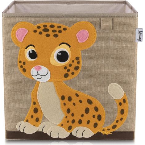 Boîte de rangement en tissu pour enfant "tigre" sur fond foncé, compatible Ikea Kallax Lifeney (1/5)