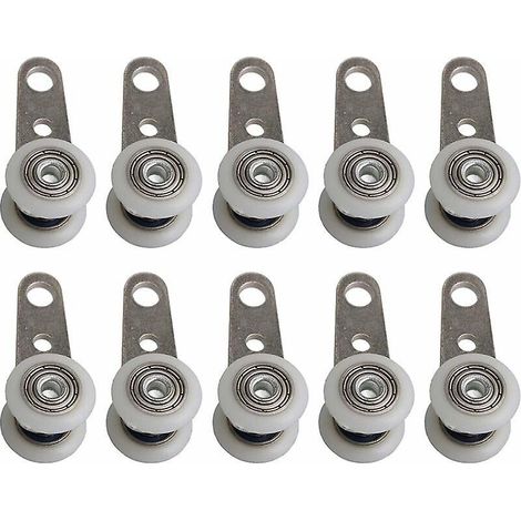 lot De 10 Roulettes Pour Baies Vitres Ou Portes Coulissantes - En Mtal Et En Plastique - 4,4 X 1,9 Cm