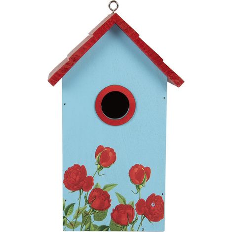 Nichoir à Oiseaux Cabane Décorative de Jardin en Bois Durable Bleu 15 x 10 x 22 cm - PANGIVO (1/5)