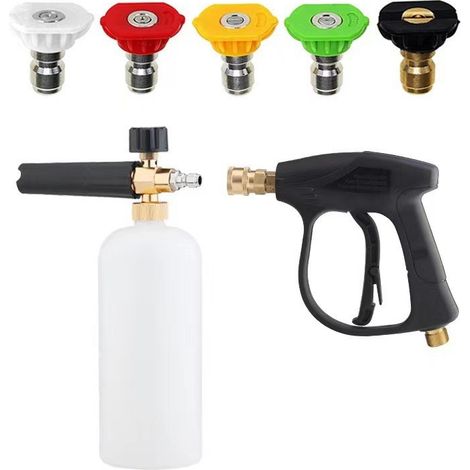 Pistolet À Haute Pression - Buse De Lavage Universelle - Mousseur PA Pour Voiture - Connecteur Rapide 1/4 - Ensemble Complet