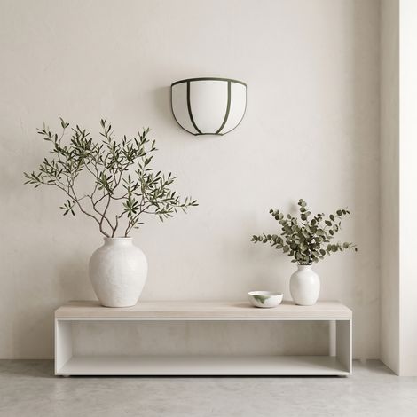 Aplique de Pared Blanco con Cinta Verde  Serie LUNA (1/5)