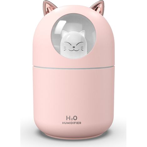 Humidificateur chat 300 ml USB, double buse LED purificateur air portable (1/5)