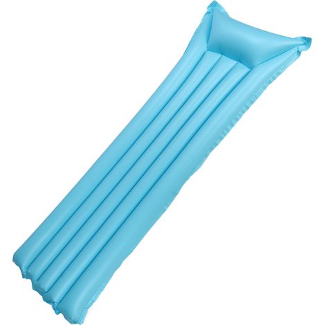 Aufblasbares Schwimmbett für Kinder, mit Cartoon-Motiv, aus dickem PVC, einfarbig blau. (1/4)