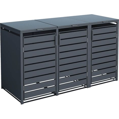Westmann Métal Coffre à poubelles 3 places Kubus 3x240 L Anthracite 200x80x116 cm (1/5)
