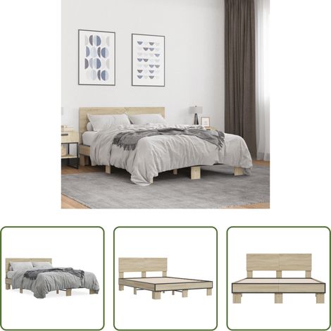 Sommeil -  Cadre de lit sans matelas chêne sonoma 140x190 cm (1/5)