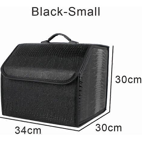 Boîte de rangement pliable pour voiture, organisateur en cuir grain crocodile pour coffre, sac de rangement étanche (Noir - S)
