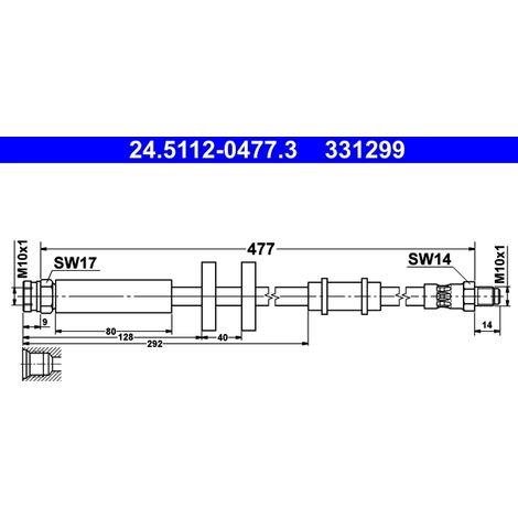 Flexible de frein ATE 24.5112-0477.3 CITROËN 46786430 4806 C2 4806 F2 51748935