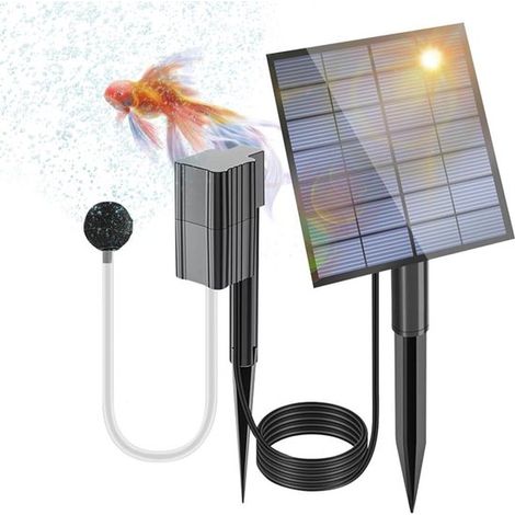 Pompe solaire pour aquarium, pompe à eau avec bulleur, aération de bassin, panneau solaire réglable, tuyau de 3 mètres, noire (1/5)