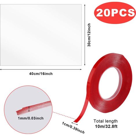 Écran de Protection Transparent Anti-Projections pour Bac à Litière Chat - Lot de 20 Panneaux en Plastique Souple Découpable avec Ruban Adhésif - Barrière Anti-Urine et Anti-Éclaboussures pour Toilett (1/5)