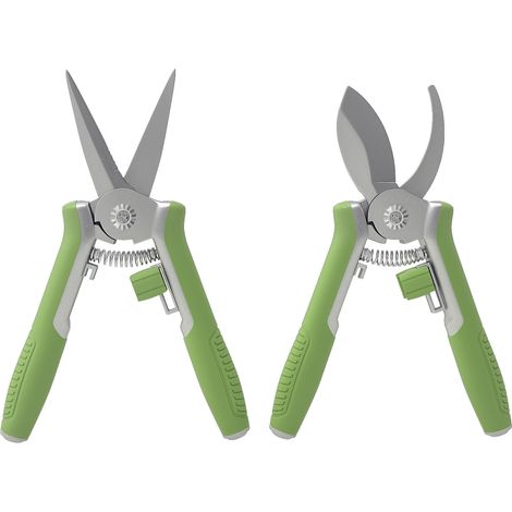 Gartenwerkzeug Set 2 Stück Garten Werkzeug aus Edelstahl Gartengeräte mit Gartenschere Astschere Grün+Silber