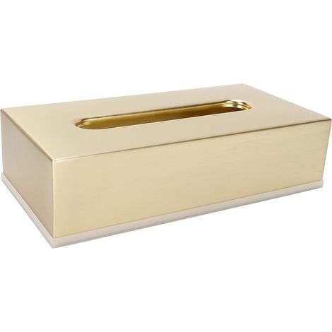 Boîte à mouchoirs rectangulaire dorée en acier inoxydable pour salon et bureau décoration de table élégante (1/5)