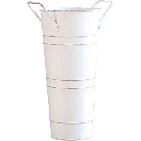 Vase Métallique Galvanisé - Seau Fermier Français avec Poignées - Support à Fleurs Rustique pour Décoration Intérieure et Mariage - 25,5 x 15 x 11 cm - 1 Pièce