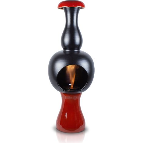 Camino a Bioetanolo da Pavimento in Ceramica 32x95 cm Onda Rosso e Nero (1/5)