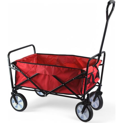 CARRELLO PIEGHEVOLE TRASPORTO RUOTE METALLO SALVASPAZIO SPIAGGIA MONTAGNA GIARDINO (1/5)