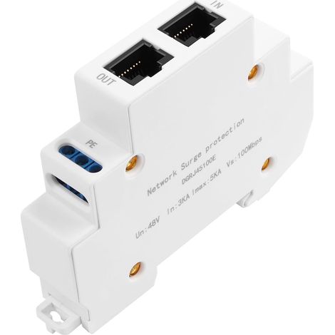 DIN-Rail Ethernet Surge Protection 100Mbps POE 1-2-3-6 for Switch, Router, Surveillance Camera, Network Device (1/5)