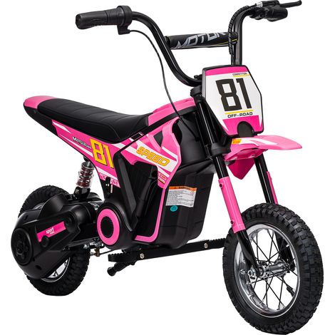 Kids Electric Motorbike, 24V Ride On Motorcycle with 3 Speeds and Rear Suspension, Dirt Bike for 8-12 Years Old, Pink