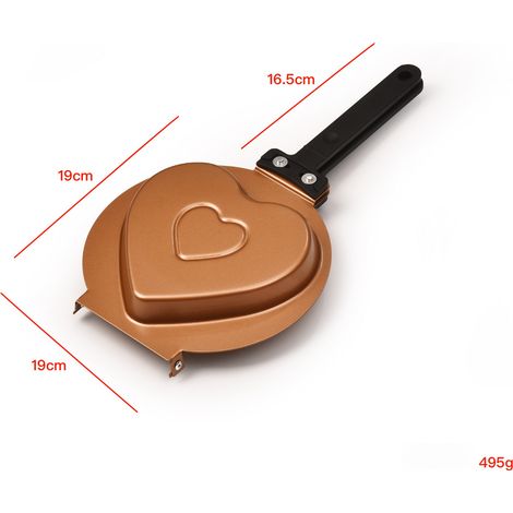 Sartén de doble cara, antiadherente, con tapa abatible, plegable, para freír huevos/tortitas/filetes, sartén para desayunos, molde para pasteles, apta para la cocina, 1 pieza - naranja - estilo 2 (1/5)