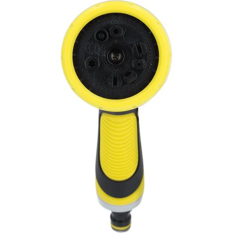 Pistola de riego de alta presión con 10 funciones para jardinería, limpieza de ventanas de coche y suelos (amarilla) (1/5)