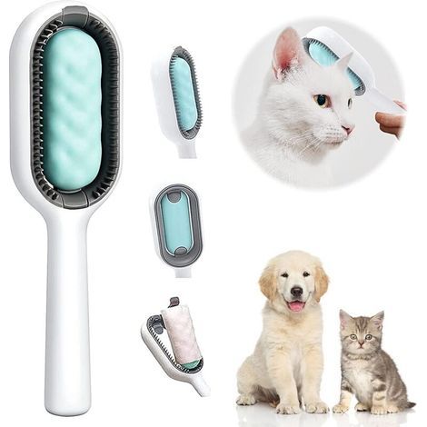 Katzenbürste, Hundebürste, Universalbürste zur Tierhaarentfernung, Bürste für langhaarige Katzen, Multifunktionsbürste zur Reinigung und Pflege von Tierhaaren (Grün) (1/4)