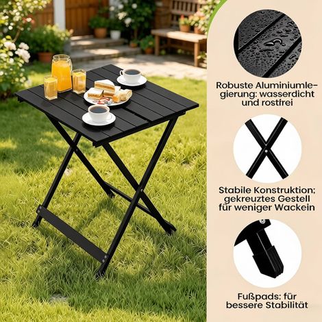 Table de pique-nique pliante en alliage d'aluminium légère et portable 50,5x46,5x60 cm (1/5)
