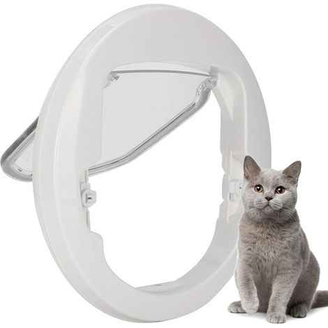 Porte à chatière à 4 Voies verrouillable pour Animaux de Compagnie Porte à Rabat magnétique Ronde Porte pour Chien magnétique à l'intérieur et à l'extérieur d (1/5)