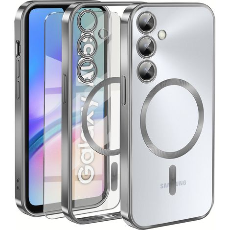 Funda para Samsung Galaxy A05s, Electro MagSafe, plateada + protector de pantalla de cristal (1/5)