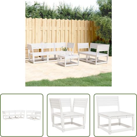 vidaXL Canapé sans accoudoirs - Salon de jardin 5 pcs blanc bois massif de pin (1/5)