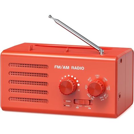 Radio de emergencia,Radio de transistores AM/FM,Radio portátil pequeña,Altavoz incorporado,Conector para auriculares,Alimentación USB (1/5)