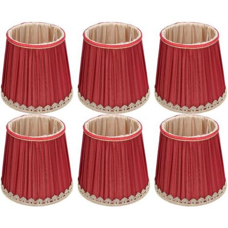 SUNXURY Petit abat-jour en tissu rouge vin bord doré, pour lustre de Table E14, applique murale (1/5)