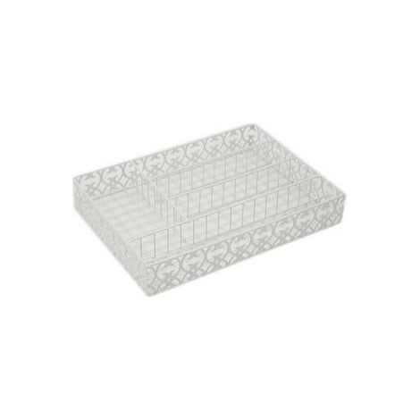 Porta posate rettangolare Ferro bianco fiori, 27,5x37,5x6 cm (kit da 3)