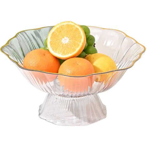 Assiette à fruits égouttée avec base, idéale pour le salon ou la table basse. Assiette légère et élégante en PET pour bonbons et collations. (1/5)