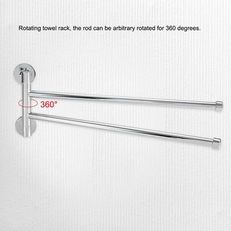 Porte-serviettes mural pivotant pour salle de bain (2 bras) (1/5)