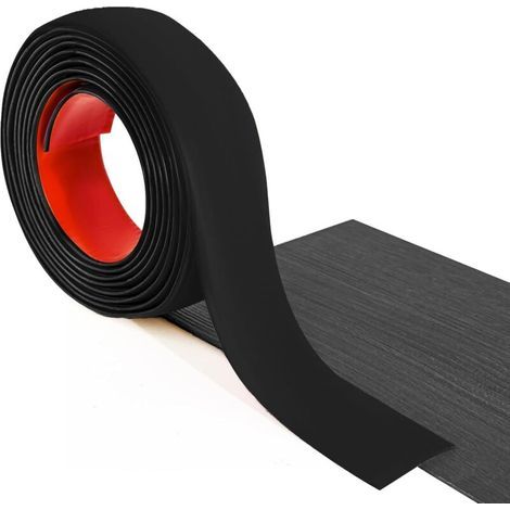 Bande de Transition Auto-Adhésive en Vinyle, Séparation Plate pour Joindre les Espaces au Sol, Transition de Seuil de Moquette, Carreaux, 304×4cm, Noir (1/5)